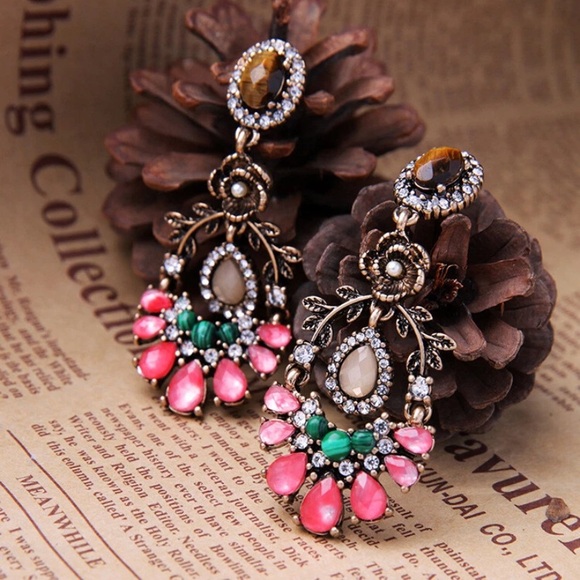 🆕 Statement earrings with semi-precious cherry quartz-Black Friday🥳 - Picture 5 of 5